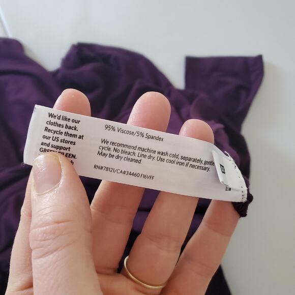 Eileen Fisher Shirt Womens Medium Purple Turtleneck Tunic Long Sleeve Made USA - Picture 6 of 7